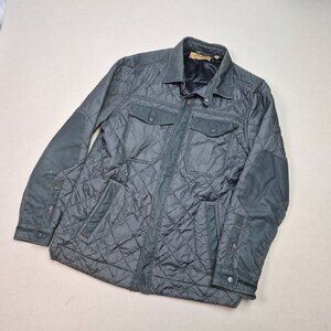 Cassius Mens Workwear Quilted Padded Elbows Quilted Chore Coat Jacket Black Sz L